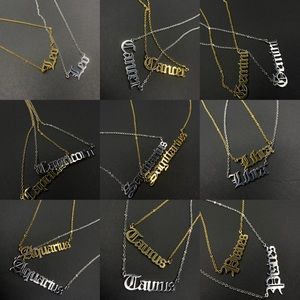 Stainless steel gold and silver zodiac necklaces
